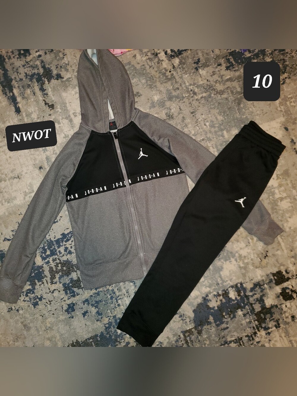 NWOT Jordan Boys 2-Piece Grey & Black Tracksuit Set